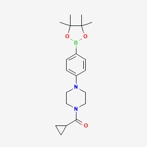 molecular formula C20H29BN2O3 B13899099 Cyclopropyl-[4-[4-(4,4,5,5-tetramethyl-1,3,2-dioxaborolan-2-yl)phenyl]piperazin-1-yl]methanone 