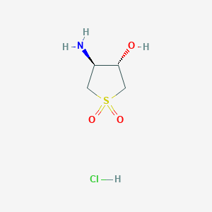 molecular formula C4H10ClNO3S B1389917 (3s,4s)-4-Amino-1,1-dioxo-tetrahydro-1lambda*6*-thiophen-3-ol hydrochloride CAS No. 1217652-76-0