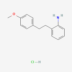 molecular formula C15H18ClNO B1389919 {2-[2-(4-Methoxyphenyl)ethyl]phenyl}amine hydrochloride CAS No. 1185300-05-3