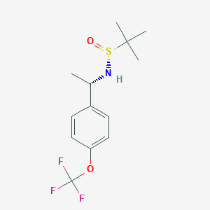 molecular formula C13H18F3NO2S B13899217 (R)-2-methyl-N-((S)-1-(4-(trifluoromethoxy)phenyl)ethyl)propane-2-sulfinamide 