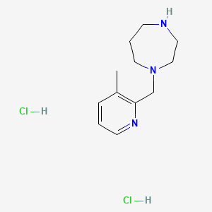 molecular formula C12H21Cl2N3 B1389922 1-(3-Methyl-pyridin-2-ylmethyl)-[1,4]diazepane dihydrochloride CAS No. 1185303-21-2