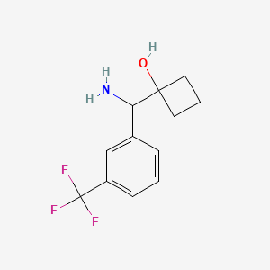 molecular formula C12H14F3NO B13899586 1-(Amino(3-(trifluoromethyl)phenyl)methyl)cyclobutanol 