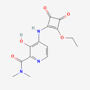 molecular formula C14H15N3O5 B13899651 4-[(2-ethoxy-3,4-dioxocyclobuten-1-yl)amino]-3-hydroxy-N,N-dimethylpyridine-2-carboxamide 