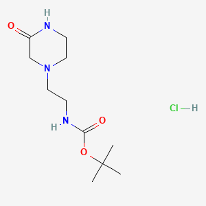 molecular formula C11H22ClN3O3 B13899716 tert-butyl N-[2-(3-oxopiperazin-1-yl)ethyl]carbamate;hydrochloride 