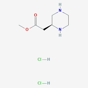 molecular formula C7H16Cl2N2O2 B13899788 methyl 2-[(2S)-piperazin-2-yl]acetate;dihydrochloride 