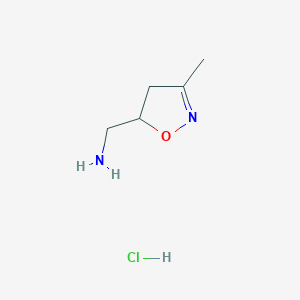 molecular formula C5H11ClN2O B1389980 [(3-Methyl-4,5-dihydroisoxazol-5-yl)methyl]amine hydrochloride CAS No. 1185301-13-6