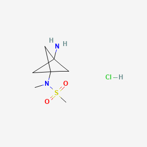 molecular formula C7H15ClN2O2S B13899940 N-(3-amino-1-bicyclo[1.1.1]pentanyl)-N-methyl-methanesulfonamide;hydrochloride 