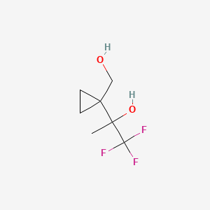 molecular formula C7H11F3O2 B13899941 1,1,1-Trifluoro-2-[1-(hydroxymethyl)cyclopropyl]propan-2-ol 