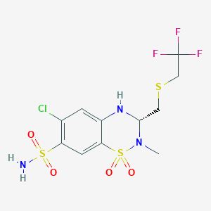 (3S)-6-chloro-2-methyl-1,1-dioxo-3-(2,2,2-trifluoroethylsulfanylmethyl)-3,4-dihydro-1lambda6,2,4-benzothiadiazine-7-sulfonamide