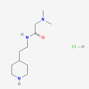 molecular formula C11H24ClN3O B1390078 2-Dimethylamino-N-(2-piperidin-4-yl-ethyl)-acetamide hydrochloride CAS No. 1185296-40-5