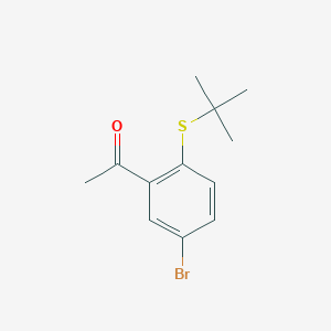 molecular formula C12H15BrOS B13900837 1-[5-Bromo-2-(tert-butylsulfanyl)phenyl]ethan-1-one CAS No. 1553148-43-8