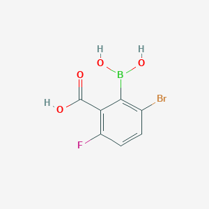 molecular formula C7H5BBrFO4 B1390084 2-Bromo-5-fluoro-6-carboxyphenylboronic acid CAS No. 1309980-89-9