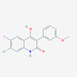 molecular formula C16H11ClINO3 B13901328 7-chloro-4-hydroxy-6-iodo-3-(3-methoxyphenyl)-1H-quinolin-2-one 