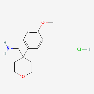 molecular formula C13H20ClNO2 B1390138 (4-(4-Methoxyphenyl)tetrahydro-2H-pyran-4-yl)methanamine hydrochloride CAS No. 1185300-98-4