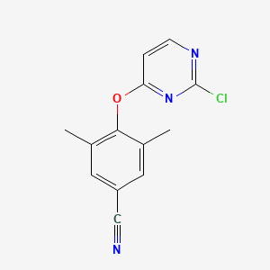 molecular formula C13H10ClN3O B13901386 4-(2-Chloropyrimidin-4-yl)oxy-3,5-dimethylbenzonitrile 