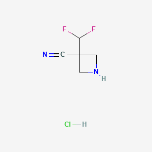 molecular formula C5H7ClF2N2 B13901388 3-(Difluoromethyl)azetidine-3-carbonitrile;hydrochloride 