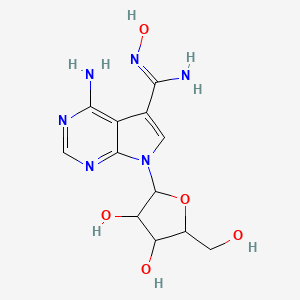 molecular formula C12H16N6O5 B13901420 7H-Pyrrolo[2,3-d]pyrimidine-5-carboxamidoxime, 4-amino-7-beta-D-ribo furanosyl- CAS No. 22242-89-3