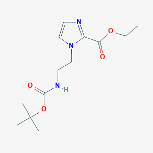 molecular formula C13H21N3O4 B13901479 1-[2-[[(1,1-Dimethylethoxy)carbonyl]amino]ethyl]-1H-imidazole-2-carboxylic acid ethyl ester 