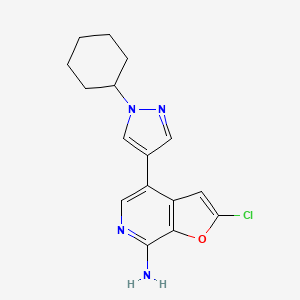 molecular formula C16H17ClN4O B13901522 2-Chloro-4-(1-cyclohexylpyrazol-4-yl)furo[2,3-c]pyridin-7-amine 