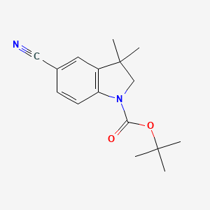 molecular formula C16H20N2O2 B13901536 Tert-butyl 5-cyano-3,3-dimethylindoline-1-carboxylate 