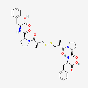 molecular formula C36H46N4O8S2 B13901781 (2S,2'S)-2,2'-[[(2S,2'S)-1,1'-[(2S,2'S)-3,3'-Disulfanediylbis(2-methylpropanoyl)]bis(pyrrolidine-2,2'-carbonyl)]bis(azanediyl)]bis(3-phenylpropanoic Acid) 