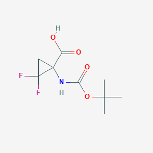 molecular formula C9H13F2NO4 B1390200 1-(tert-Butoxycarbonylamino)-2,2-difluorocyclopropanecarboxylic acid CAS No. 796882-45-6