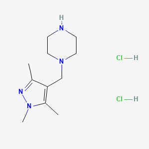 molecular formula C11H22Cl2N4 B1390232 1-(1,3,5-Trimethyl-1H-pyrazol-4-ylmethyl)-piperazine dihydrochloride CAS No. 1185304-15-7
