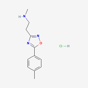 molecular formula C12H16ClN3O B1390265 N-methyl-2-[5-(4-methylphenyl)-1,2,4-oxadiazol-3-yl]ethanamine hydrochloride CAS No. 1185296-01-8