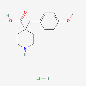 molecular formula C14H20ClNO3 B1390266 4-(4-Methoxybenzyl)piperidine-4-carboxylic acid hydrochloride CAS No. 1185301-08-9