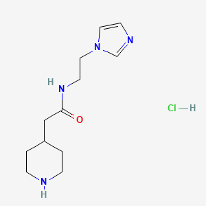 molecular formula C12H21ClN4O B1390276 N-(2-Imidazol-1-yl-ethyl)-2-piperidin-4-yl-acetamide hydrochloride CAS No. 1185171-19-0