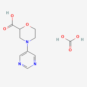 molecular formula C10H13N3O6 B1390292 4-Pyrimidin-5-yl-morpholine-2-carboxylic acid carbonate CAS No. 1185302-98-0