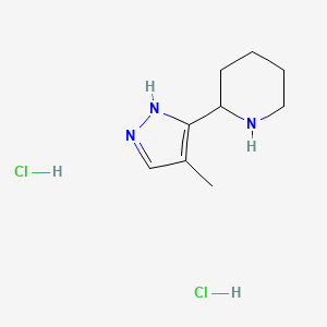 molecular formula C9H17Cl2N3 B1390294 2-(4-Methyl-1H-pyrazol-3-yl)-piperidine dihydrochloride CAS No. 1185303-93-8