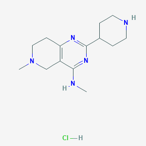 molecular formula C14H24ClN5 B1390296 Methyl-(6-methyl-2-piperidin-4-yl-5,6,7,8-tetra-hydro-pyrido[4,3-d]pyrimidin-4-yl)-amine hydrochloride CAS No. 1185304-20-4