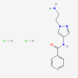 molecular formula C12H16Cl2N4O B1390300 N-[1-(2-Amino-ethyl)-1H-pyrazol-4-yl]-benzamidedihydrochloride CAS No. 1185295-40-2