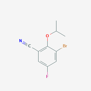 molecular formula C10H9BrFNO B13903049 3-Bromo-5-fluoro-2-isopropoxybenzonitrile 