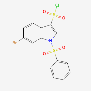 molecular formula C14H9BrClNO4S2 B1390337 6-Bromo-1-phenylsulfonyl-3-chlorosulfonylindol CAS No. 881406-31-1