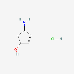 molecular formula C5H10ClNO B13903400 4-Aminocyclopent-2-en-1-ol;hydrochloride 