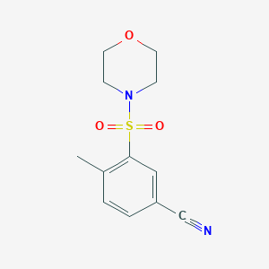 molecular formula C12H14N2O3S B13903820 4-Methyl-3-(4-morpholinylsulfonyl)benzonitrile 