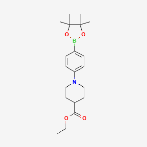 molecular formula C20H30BNO4 B13903872 Ethyl 1-[4-(tetramethyl-1,3,2-dioxaborolan-2-yl)phenyl]piperidine-4-carboxylate 