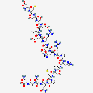 5-[[1-[[1-[[1-[[1-[2-[[1-[[1-[[1-[[1-[2-[[5-amino-1-[[4-amino-1-[[1-[(3-amino-1-carboxy-3-oxopropyl)amino]-1-oxopropan-2-yl]amino]-1,4-dioxobutan-2-yl]amino]-1,5-dioxopentan-2-yl]carbamoyl]pyrrolidin-1-yl]-4-methylsulfanyl-1-oxobutan-2-yl]amino]-3-hydroxy-1-oxopropan-2-yl]amino]-3-methyl-1-oxobutan-2-yl]amino]-3-(1H-imidazol-4-yl)-1-oxopropan-2-yl]carbamoyl]pyrrolidin-1-yl]-5-carbamimidamido-1-oxopentan-2-yl]amino]-3-(1H-imidazol-4-yl)-1-oxopropan-2-yl]amino]-3-carboxy-1-oxopropan-2-yl]amino]-5-carbamimidamido-1-oxopentan-2-yl]amino]-4-[[2-[[2-[[2-[[2-[[2-[(2-amino-3-carboxypropanoyl)amino]-4-methylsulfanylbutanoyl]amino]-3-hydroxypropanoyl]amino]-3-hydroxypropanoyl]amino]-3-carboxypropanoyl]amino]-4-methylpentanoyl]amino]-5-oxopentanoic acid