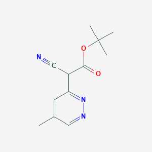 molecular formula C12H15N3O2 B13904051 Tert-butyl 2-cyano-2-(5-methylpyridazin-3-yl)acetate 