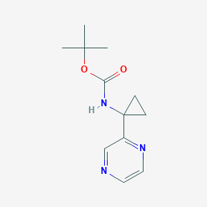 molecular formula C12H17N3O2 B13904653 Tert-butyl N-(1-pyrazin-2-ylcyclopropyl)carbamate 