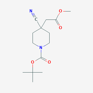 molecular formula C14H22N2O4 B13904754 tert-Butyl 4-cyano-4-(2-methoxy-2-oxoethyl)piperidine-1-carboxylate 