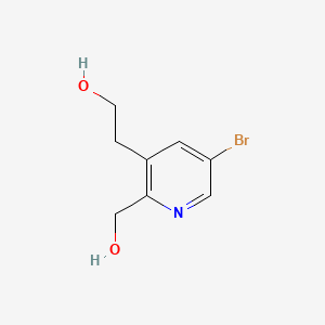 molecular formula C8H10BrNO2 B13904772 2-[5-Bromo-2-(hydroxymethyl)-3-pyridyl]ethanol 