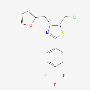 molecular formula C16H11ClF3NOS B13904845 5-(chloromethyl)-4-(furan-2-ylmethyl)-2-[4-(trifluoromethyl)phenyl]-1,3-thiazole 