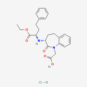 molecular formula C24H29ClN2O5 B1390493 2-((R)-3-((S)-1-乙氧基-1-氧代-4-苯基丁烷-2-氨基)-2-氧代-2,3,4,5-四氢-1H-苯并[B]氮杂菲-1-基)乙酸盐酸盐 CAS No. 215447-90-8