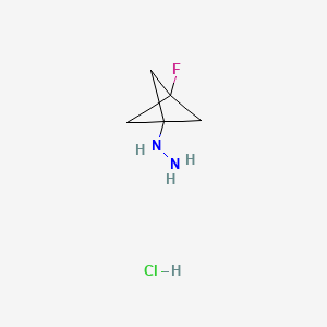 molecular formula C5H10ClFN2 B13904985 (3-Fluoro-1-bicyclo[1.1.1]pentanyl)hydrazine;hydrochloride 