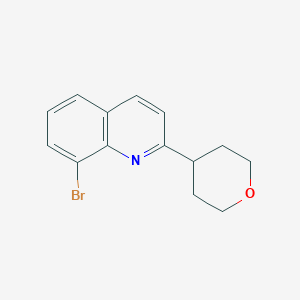 molecular formula C14H14BrNO B13905064 8-Bromo-2-(tetrahydro-2H-pyran-4-yl)quinoline 