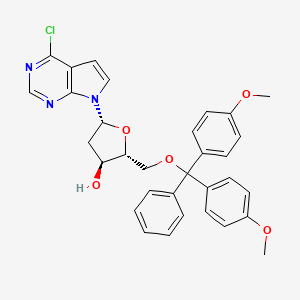 (2R,3S,5R)-2-((bis(4-methoxyphenyl)(phenyl)methoxy)methyl)-5-(4-chloro-7H-pyrrolo[2,3-d]pyrimidin-7-yl)tetrahydrofuran-3-ol