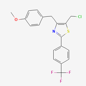 molecular formula C19H15ClF3NOS B13905121 5-(chloromethyl)-4-[(4-methoxyphenyl)methyl]-2-[4-(trifluoromethyl)phenyl]-1,3-thiazole 